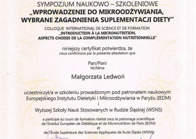 Certyfikat - wprowadzenie do mikroodżywiania, 2013.11.16